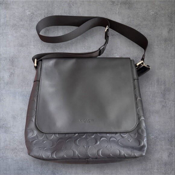 BLACK LEATHER COACH OF NEW YORK SHOULDER BAG (UNISEX) NWOT - Picture 9 of 9